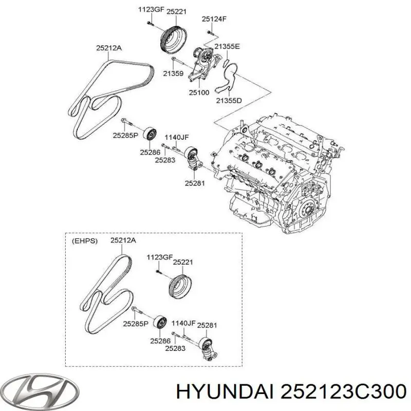 Do koszyka 252123C300 Hyundai/Kia Pas napędowy mechanizmów