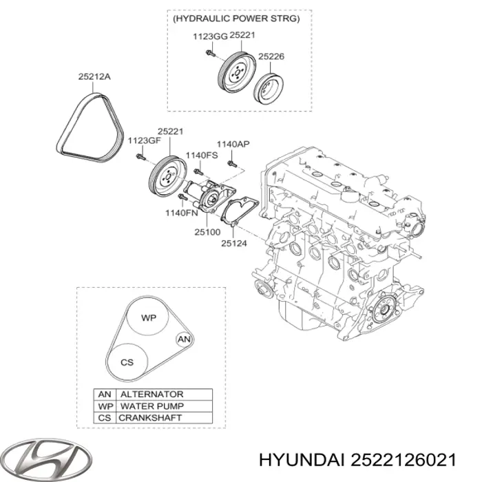 Koło pasowe pompy wodnej Hyundai/Kia 2522126021 cena, od 11,37 USD