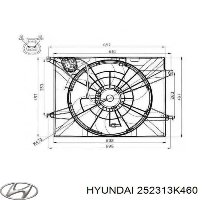 Do koszyka 252313K460 Hyundai/Kia Wentylator (wirnik) chłodnicy