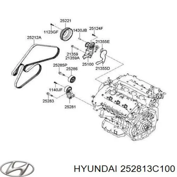 Do koszyka 252813C100 Hyundai/Kia Napinacz paska napędowego
