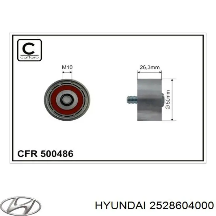 Rolka prowadząca kierunkowa paska rozrządu Hyundai/Kia 2528604000 cena, od 26,58 USD