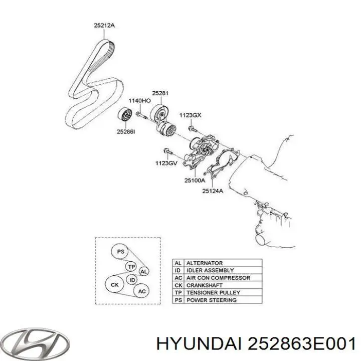 Do koszyka 252863E001 Hyundai/Kia Rolka prowadząca, kierunkowa paska napędowego