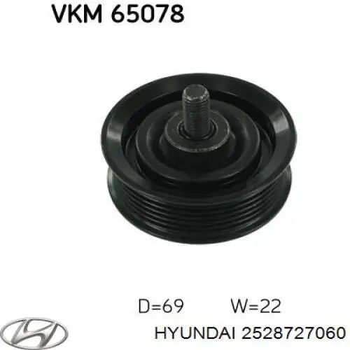 Do koszyka 2528727060 Hyundai/Kia Rolka prowadząca, kierunkowa paska napędowego