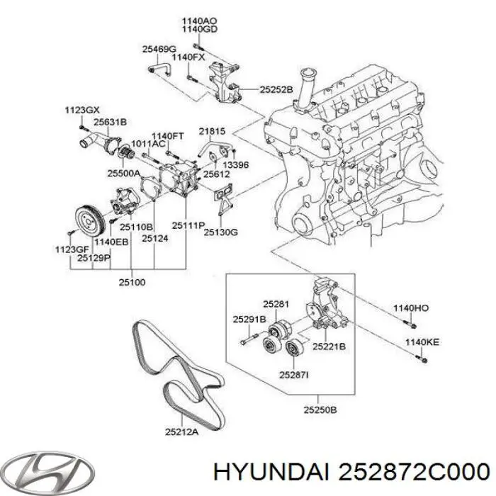 Rolka napinacza paska napędowego Hyundai/Kia 252872C000 cena, od 16,36 USD