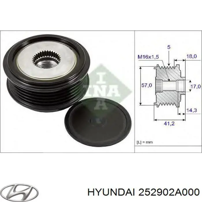 Do koszyka 252902A000 Hyundai/Kia Koło pasowe alternatora