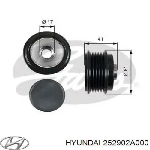 Koło pasowe alternatora 252902A000 Hyundai/Kia