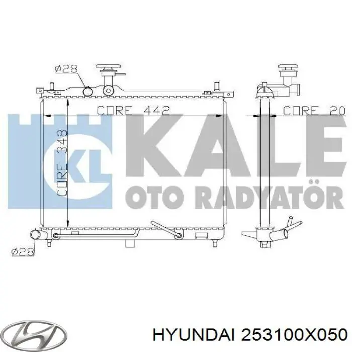 Chłodnica silnika Hyundai/Kia 253100X050 cena, od 130,78 USD