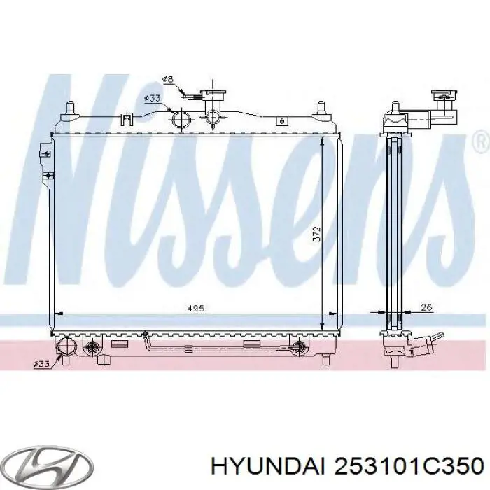 Chłodnica silnika Hyundai/Kia 253101C350 cena, od 103,07 USD