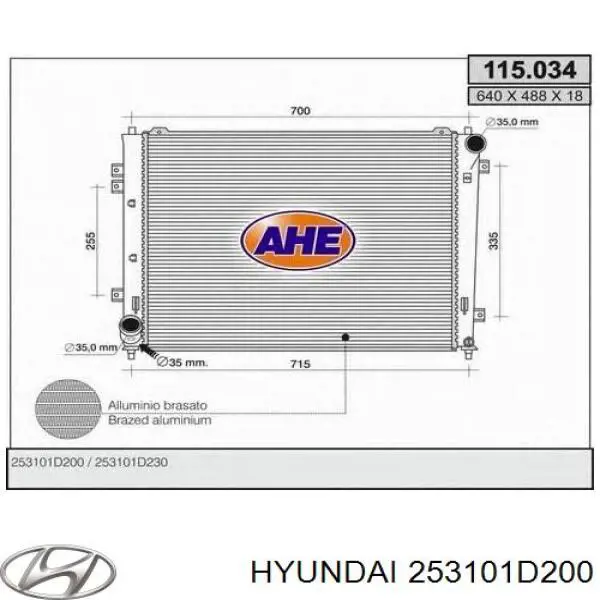Chłodnica silnika Hyundai/Kia 253101D200 cena, od 114,39 USD