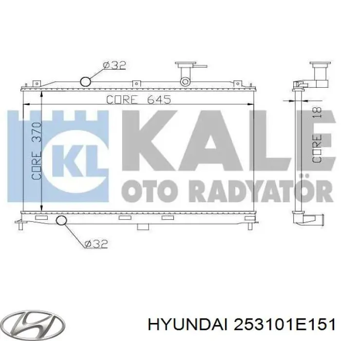 Chłodnica silnika 253101E151 Hyundai/Kia