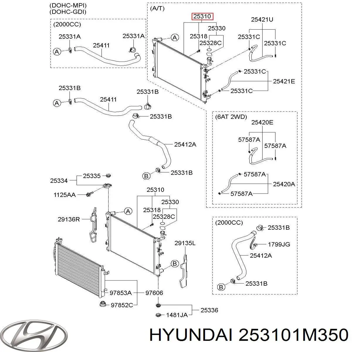 Chłodnica silnika Hyundai/Kia 253101M350 cena, od 366,19 USD