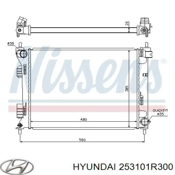 Chłodnica silnika Hyundai/Kia 253101R300 cena, od 115,63 USD