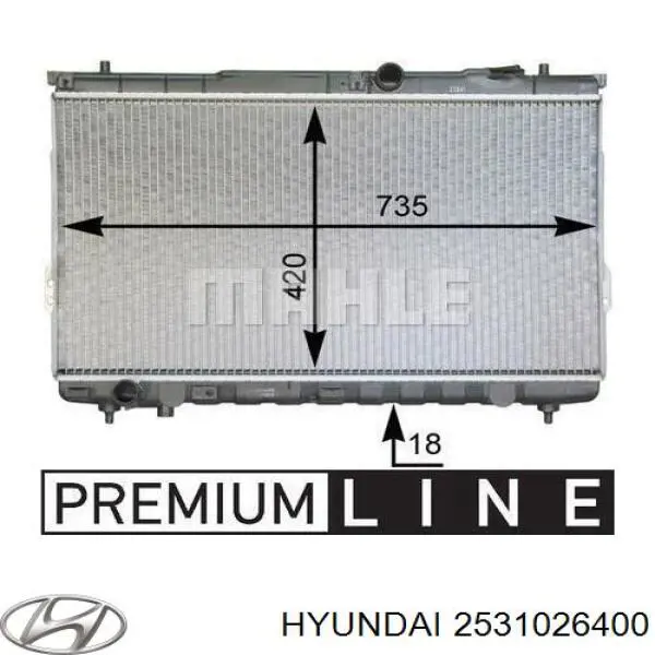 Chłodnica silnika Hyundai/Kia 2531026400 cena, od 188,63 USD