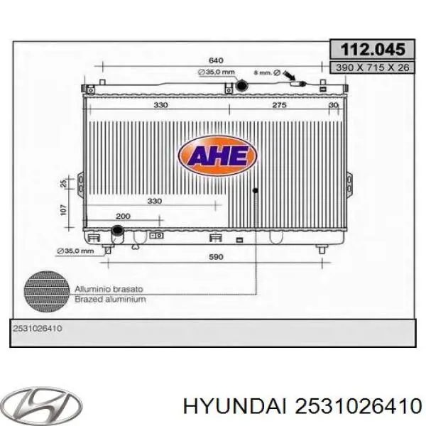 Chłodnica silnika Hyundai/Kia 2531026410 cena, od 153,00 USD