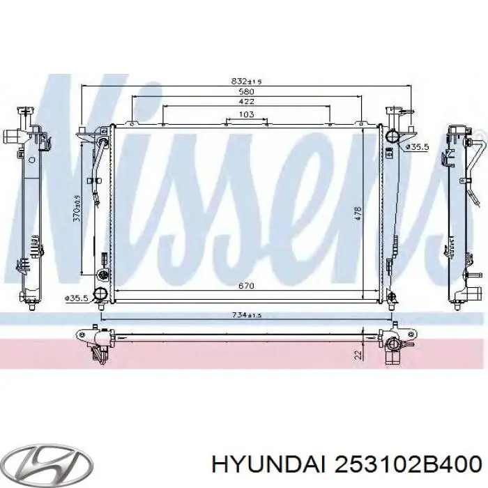 Chłodnica silnika 253102B400 Hyundai/Kia