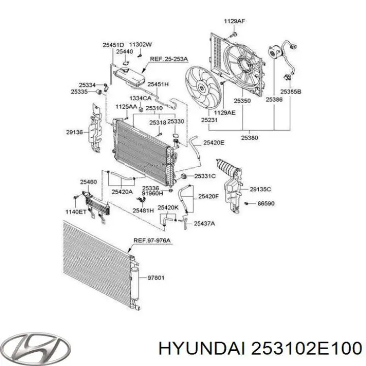 Do koszyka 253102E100 Hyundai/Kia Chłodnica silnika
