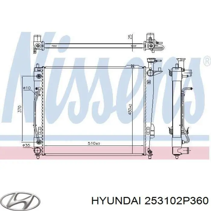 Chłodnica silnika Hyundai/Kia 253102P360 cena, od 133,95 USD
