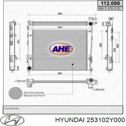 Chłodnica silnika Hyundai/Kia 253102Y000 cena, od 132,80 USD
