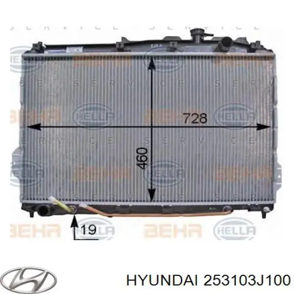 Do koszyka 253103J100 Hyundai/Kia Chłodnica silnika