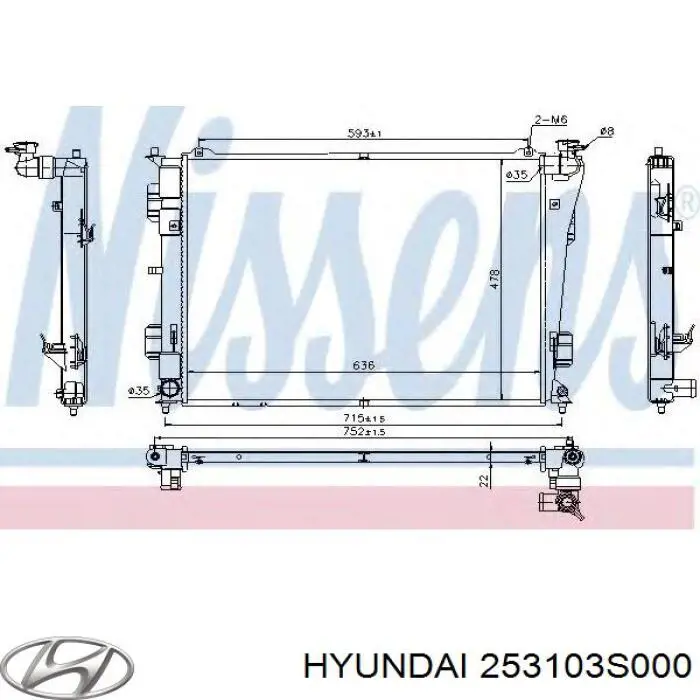 Do koszyka 253103S000 Hyundai/Kia Chłodnica silnika
