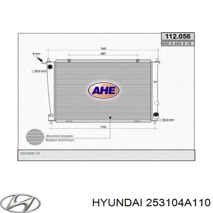 Do koszyka 253104A110 Hyundai/Kia Chłodnica silnika