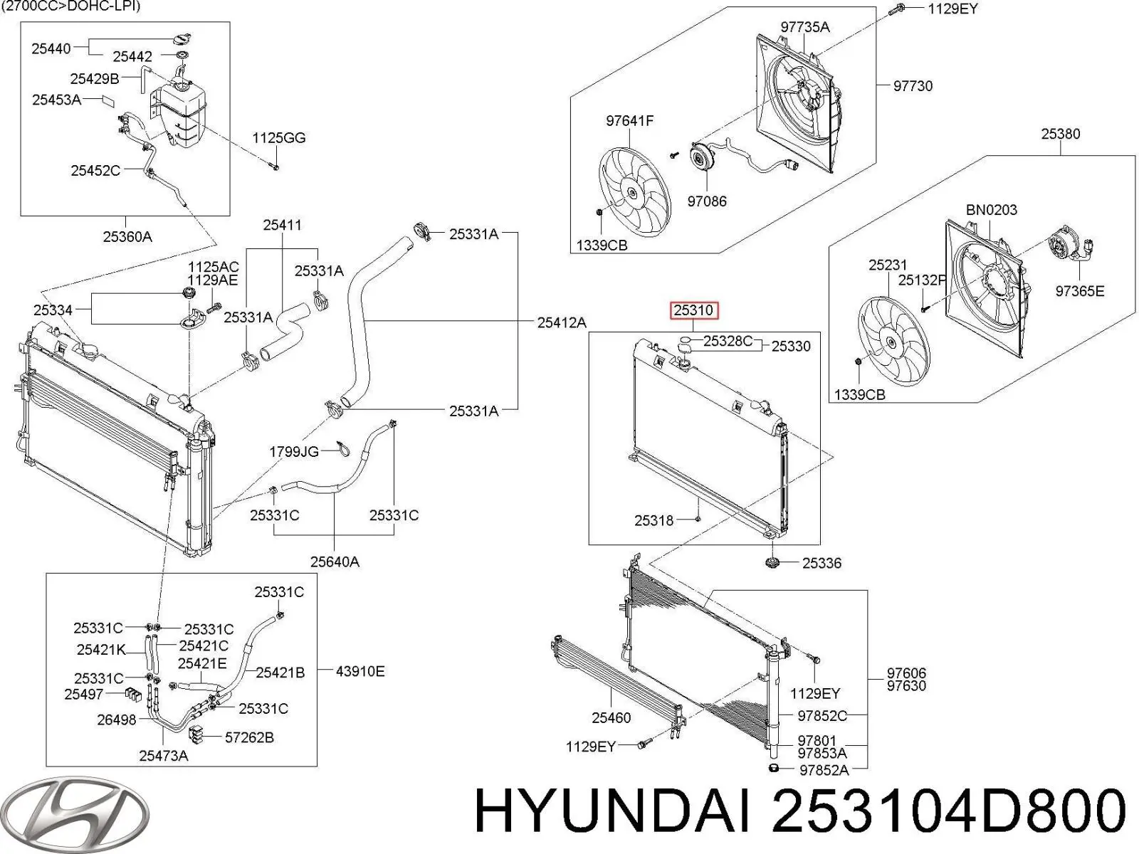 Chłodnica silnika 253104D800 Hyundai/Kia