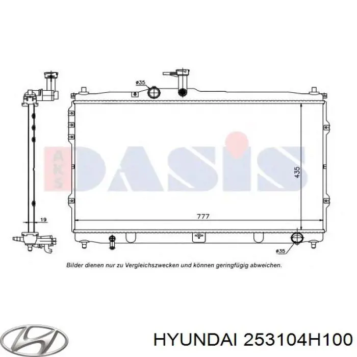 Do koszyka 253104H100 Hyundai/Kia Chłodnica silnika