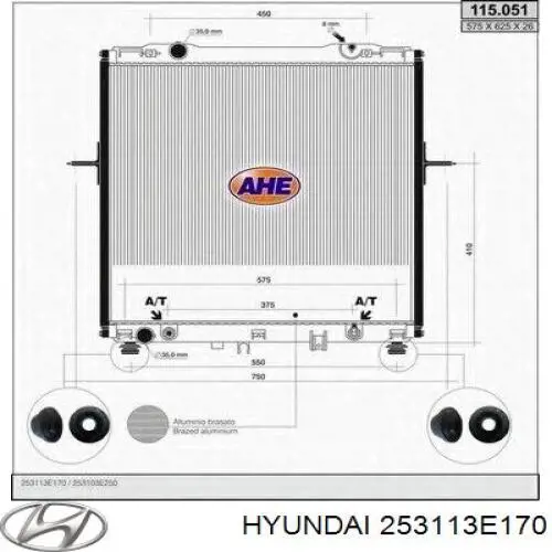 Chłodnica silnika Hyundai/Kia 253113E170 cena, od 136,25 USD