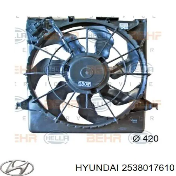 2538017610 Hyundai/Kia Dyfuzor chłodnicy, w komplecie z silnikiem i wirnikiem