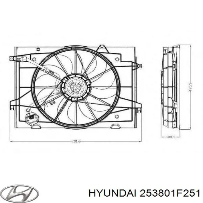 Dyfuzor chłodnicy, w komplecie z silnikiem i wirnikiem Hyundai/Kia 253801F251 cena, od 95,34 USD