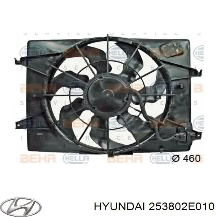 253802E010 Hyundai/Kia Dyfuzor chłodnicy, w komplecie z silnikiem i wirnikiem