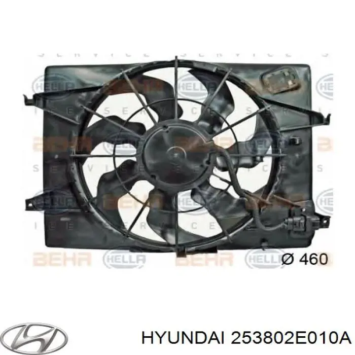 253802E010A Hyundai/Kia Dyfuzor chłodnicy, w komplecie z silnikiem i wirnikiem