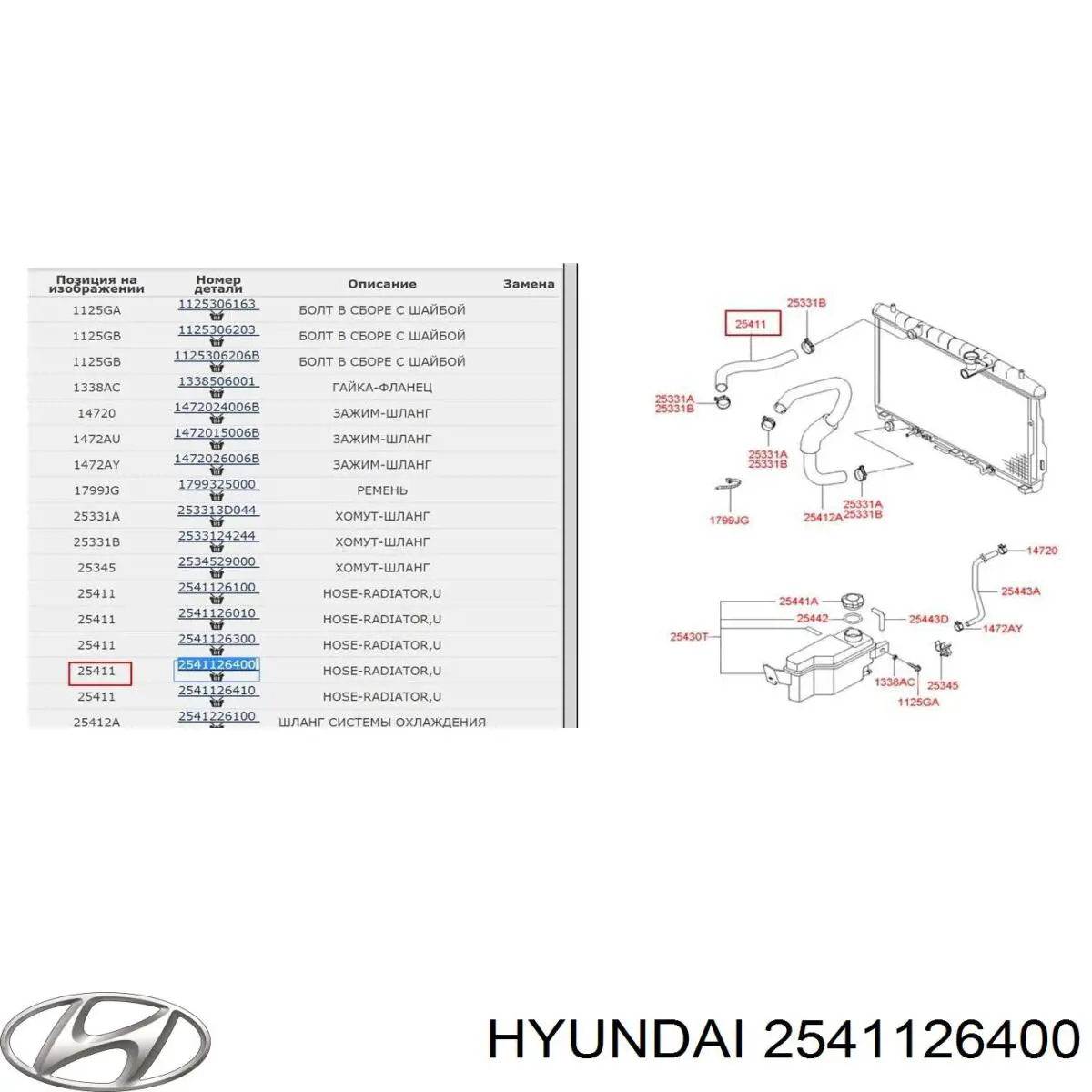 Przewód (króciec) chłodnicy górny Hyundai/Kia 2541126400 cena, od 13,59 USD