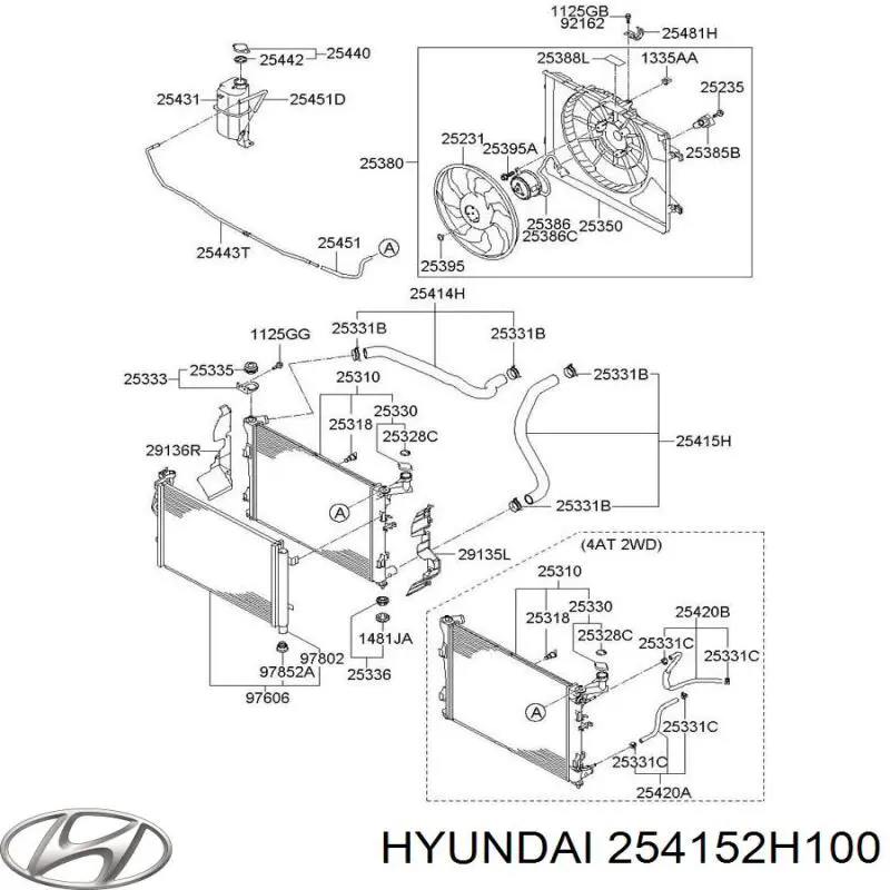 254152H100 Hyundai/Kia Przewód (króciec) chłodnicy dolny