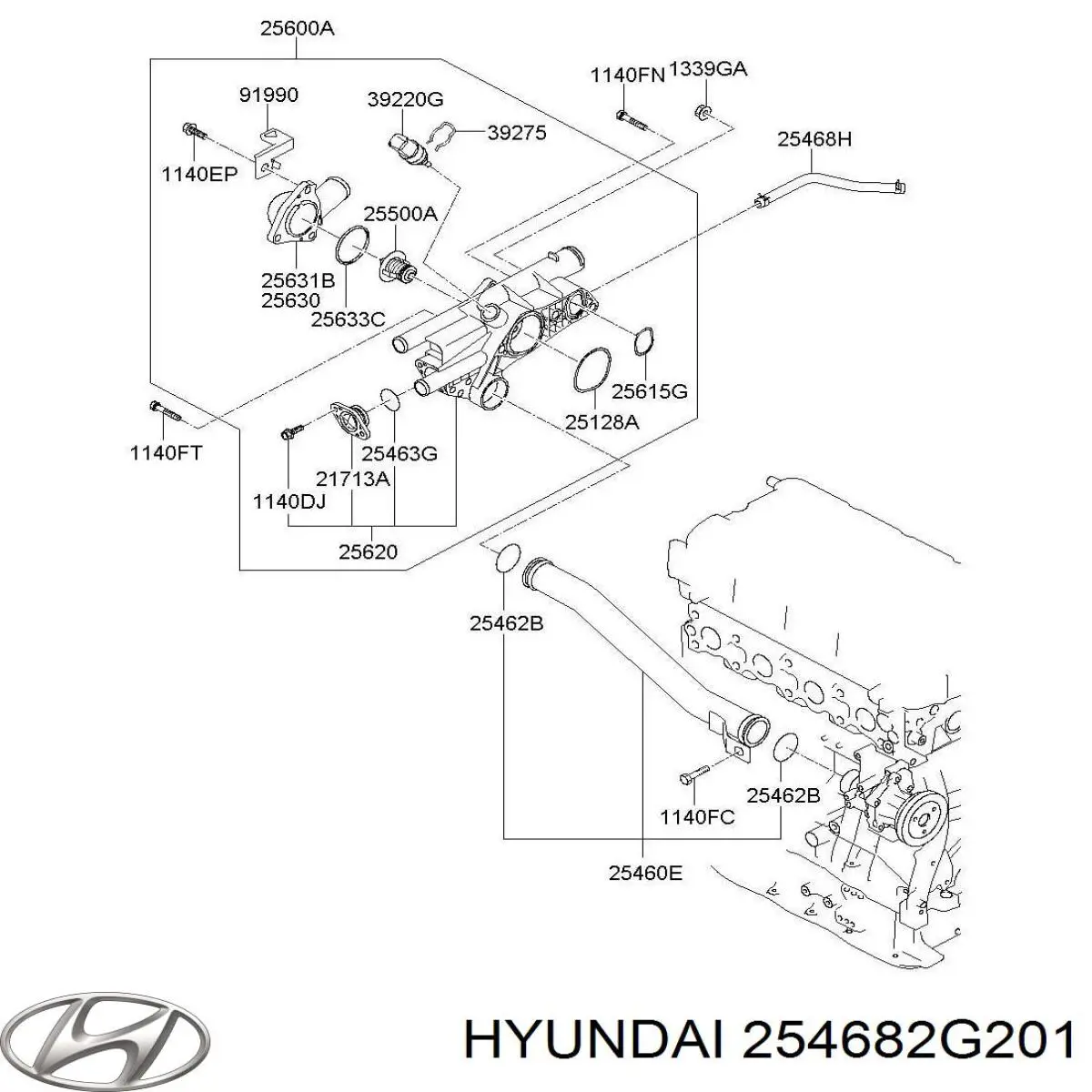254682G201 Hyundai/Kia Przewód (króciec) układu chłodzenia