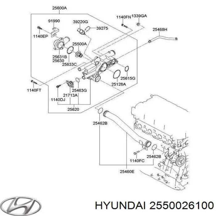 2550026100 Hyundai/Kia termostat