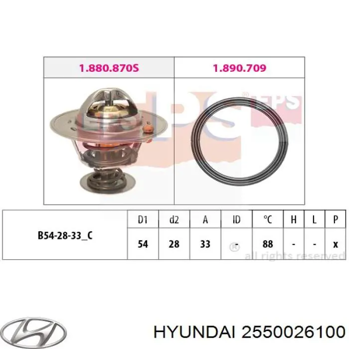 Do koszyka 2550026100 Hyundai/Kia Termostat