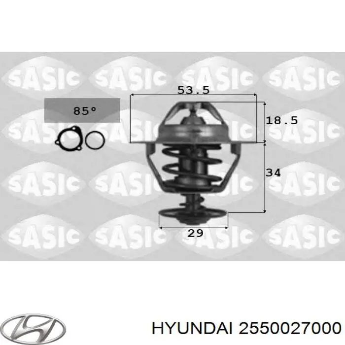 Do koszyka 2550027000 Hyundai/Kia Termostat