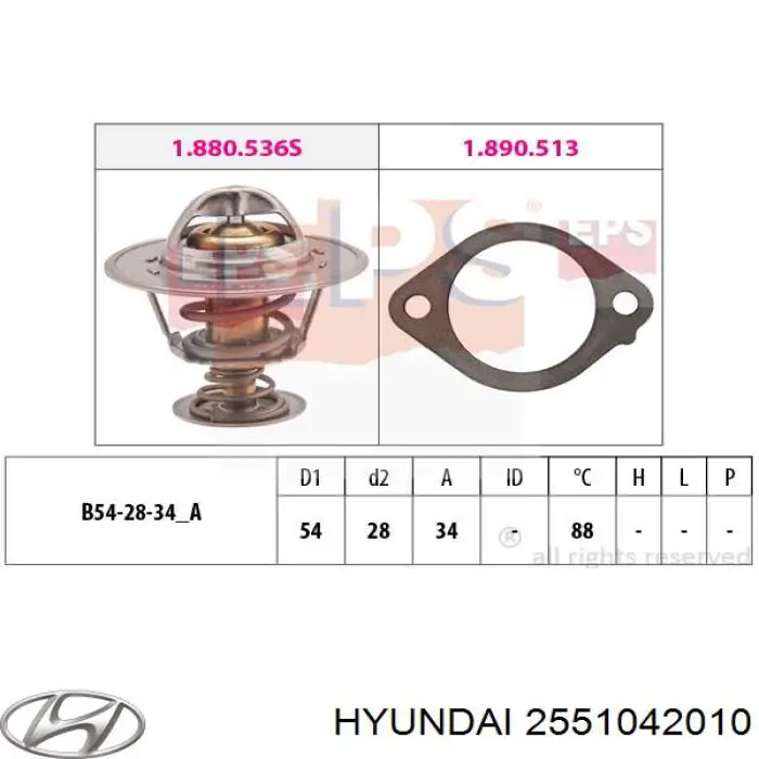 Do koszyka 2551042010 Hyundai/Kia Termostat