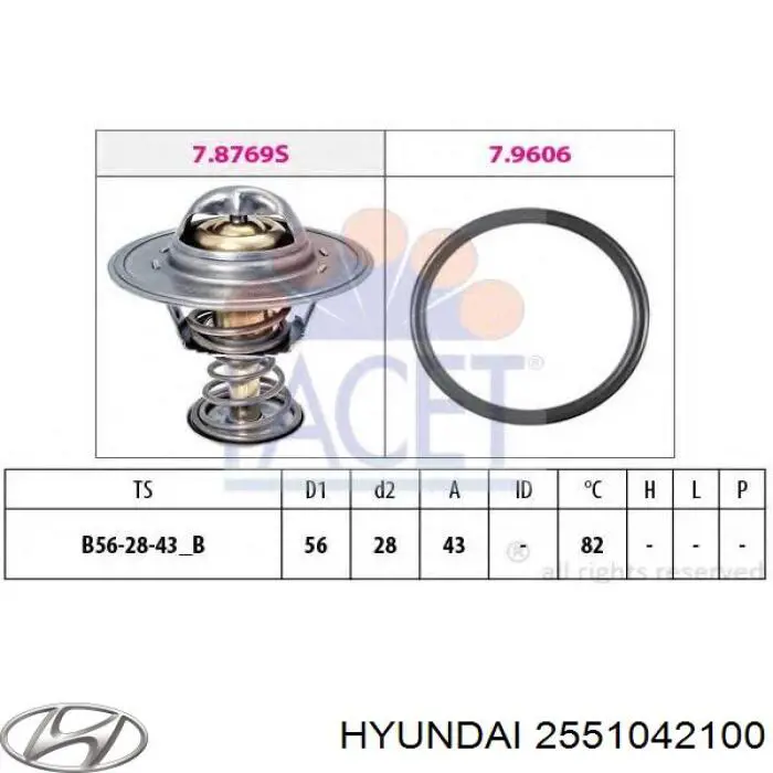 Do koszyka 2551042100 Hyundai/Kia Termostat