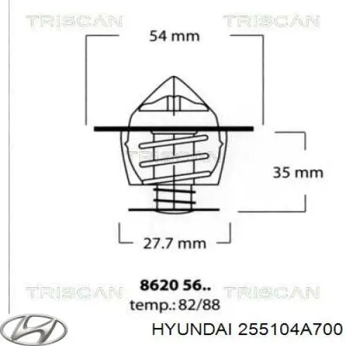 Termostat Hyundai/Kia 255104A700 cena, od 14,70 USD