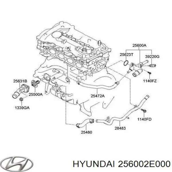 256002E000 Hyundai/Kia Obudowa termostatu