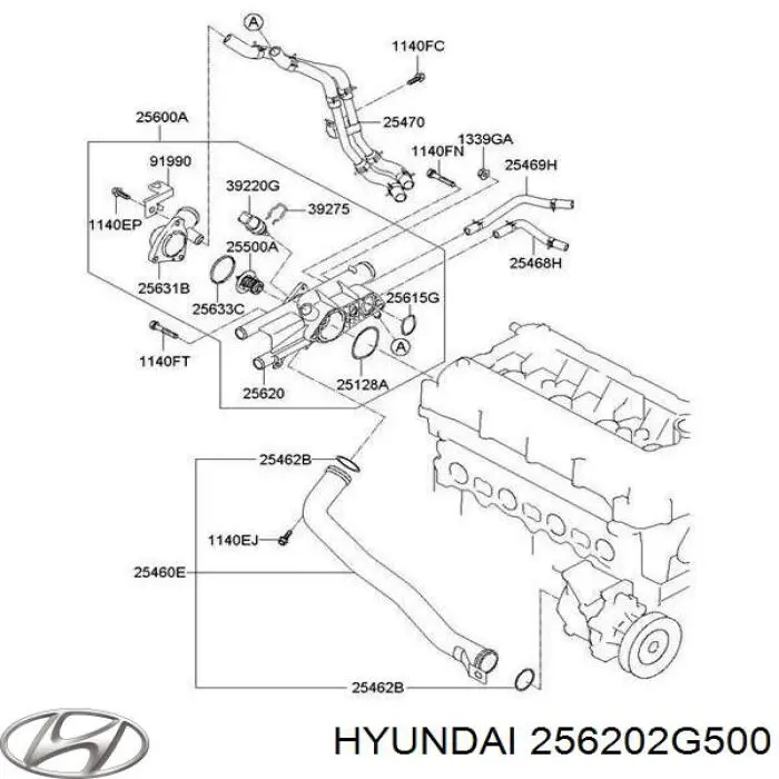 Obudowa termostatu Hyundai/Kia 256202G500 cena, od 60,35 USD