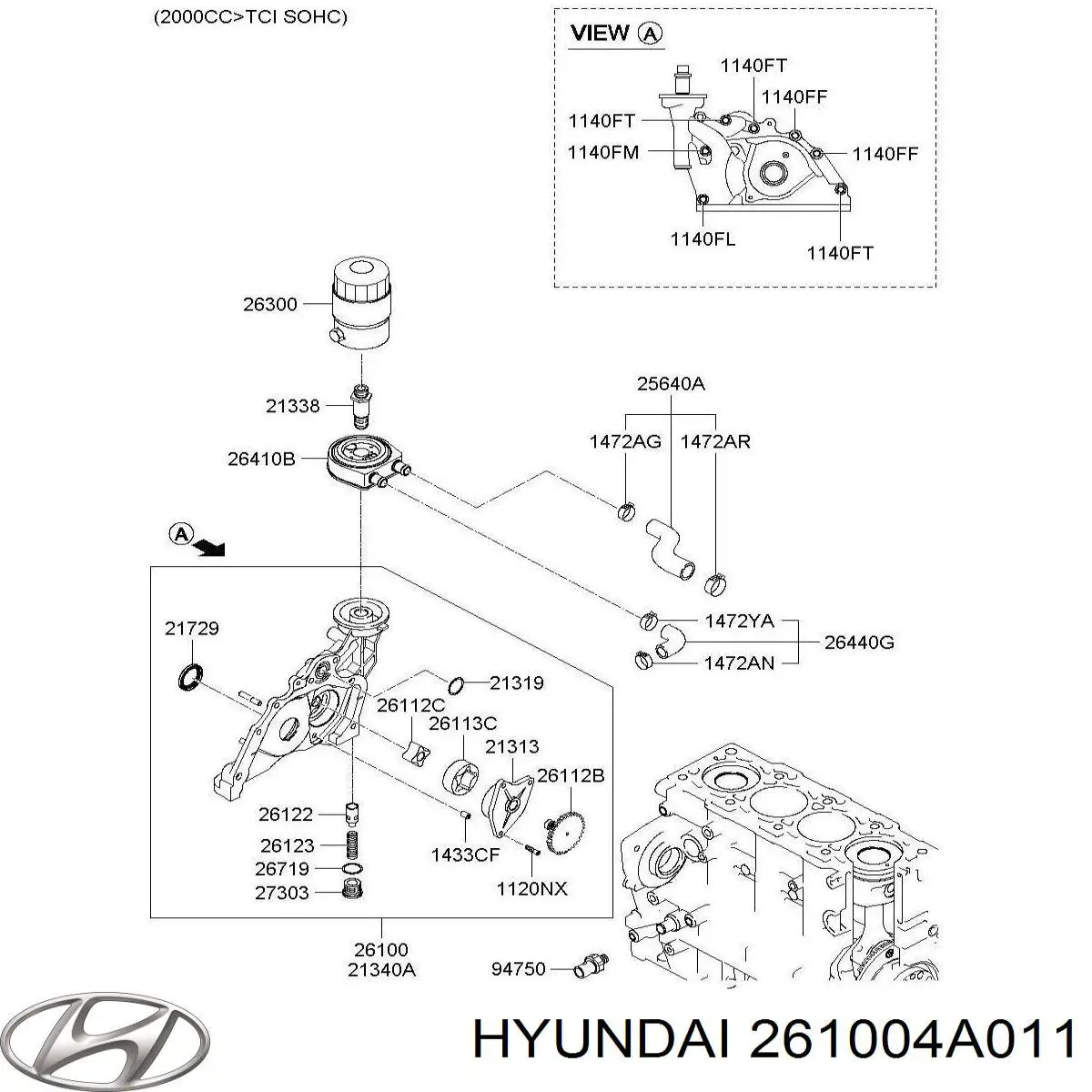 Do koszyka 261004A011 Hyundai/Kia Pompa oleju