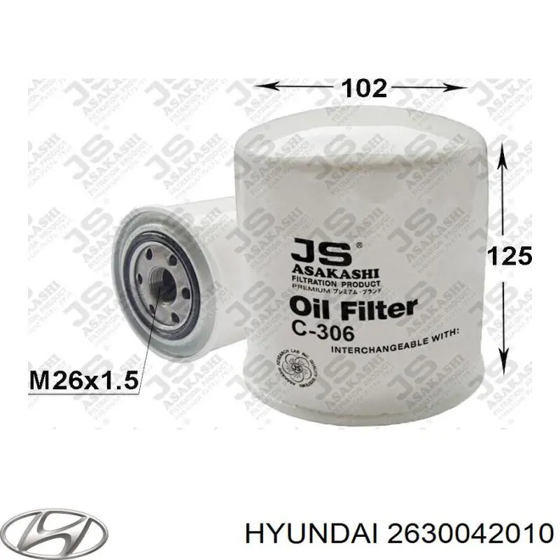 Filtr oleju Hyundai/Kia 2630042010 cena, od 13,60 USD