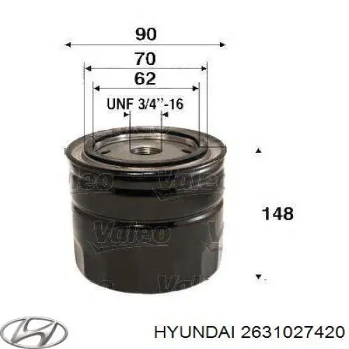 2631027420 Hyundai/Kia Filtr oleju