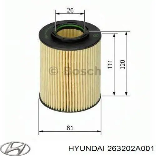 Do koszyka 263202A001 Hyundai/Kia Filtr oleju
