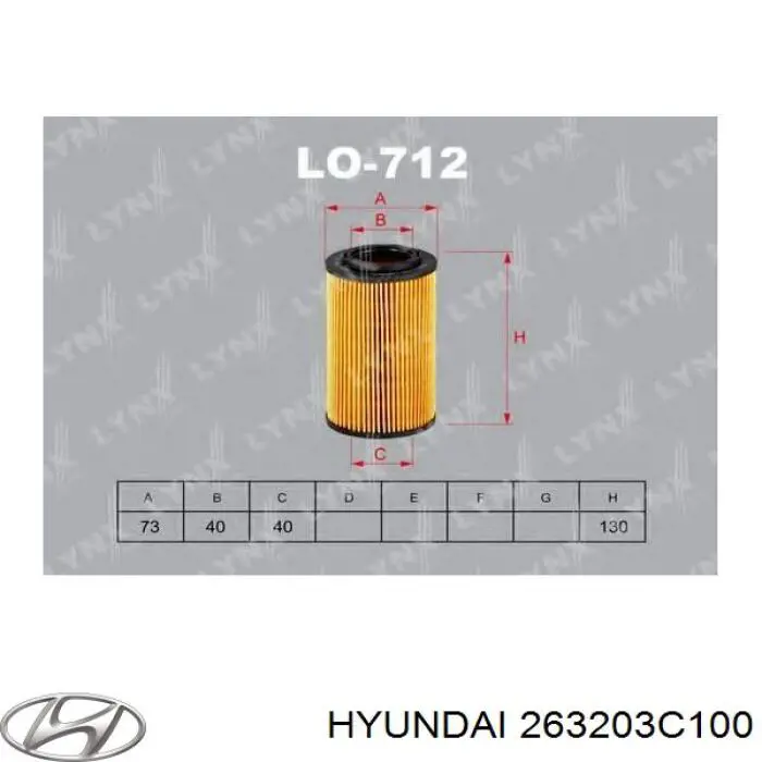 Filtr oleju 263203C100 Hyundai/Kia