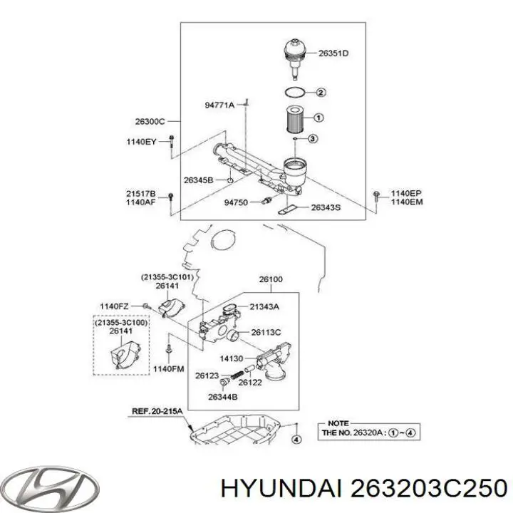 Filtr oleju 263203C250 Hyundai/Kia