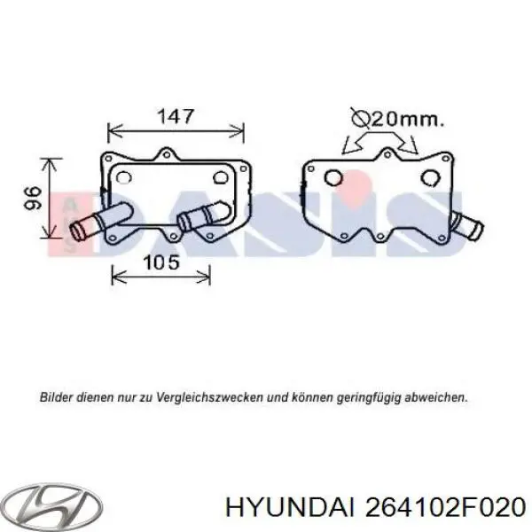 Chłodnica oleju Hyundai/Kia 264102F020 cena, od 75,92 USD